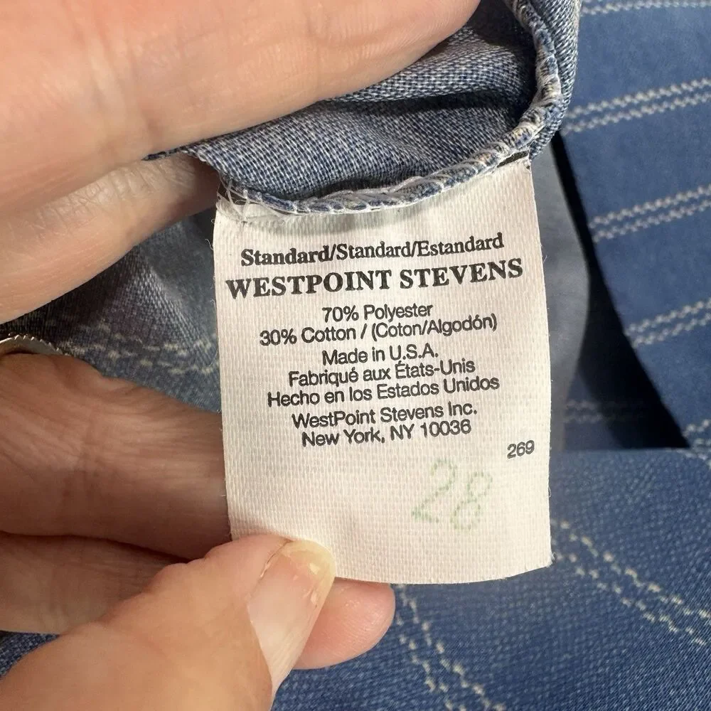 Pair of Vintage Westpoint Stevens Blue Stripe Standard Pillowcases Denim Style